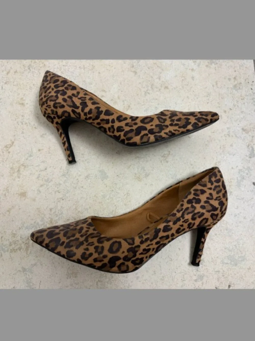 H&M Women's Animal Print Heels US6 Eur37 Brown Black Pumps Faux Suede Pointed